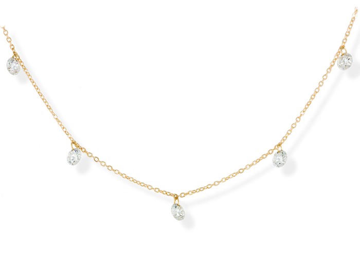 Gargantilla de Oro 18Kt cinco diamantes ballerina