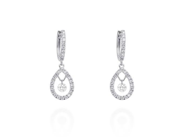 Pendientes de Oro 18Kt y diamantes lágrima ballerina
