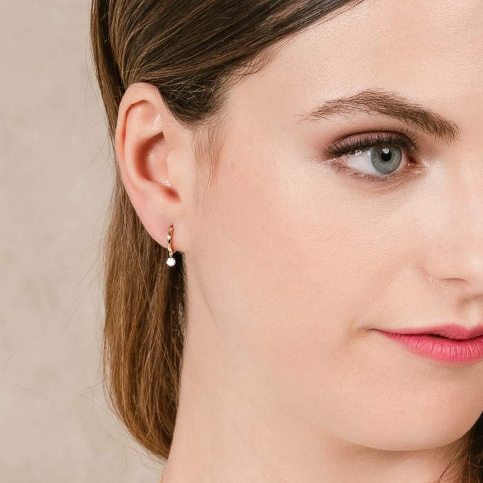 Piercing BALLERINA HOOP in 18Kt yellow Gold and diamond 0.07ct