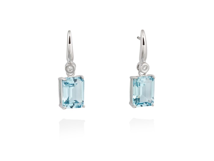 Pendientes de Oro 18Kt y aguamarina