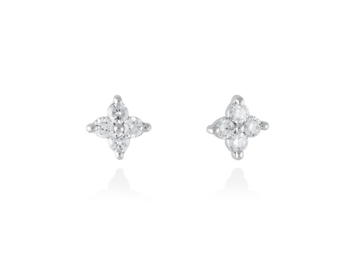 Pendientes trébol de Oro 18Kt y diamantes