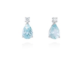 Pendientes aguamarina de Oro 18Kt y diamantes