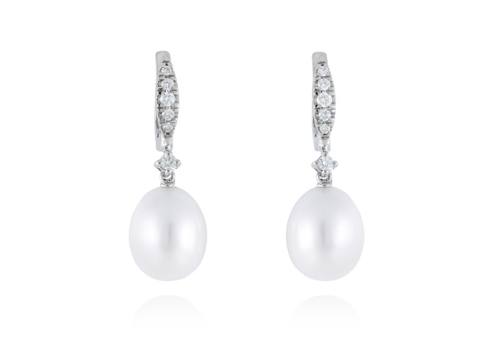 Pendientes criolla con perlas de Oro 18Kt y diamantes