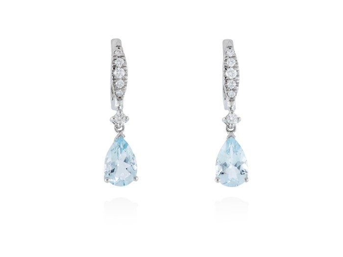 Pendientes aguamarina con criolla de Oro 18Kt y diamantes