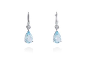 Pendientes aguamarina de Oro 18Kt y diamantes