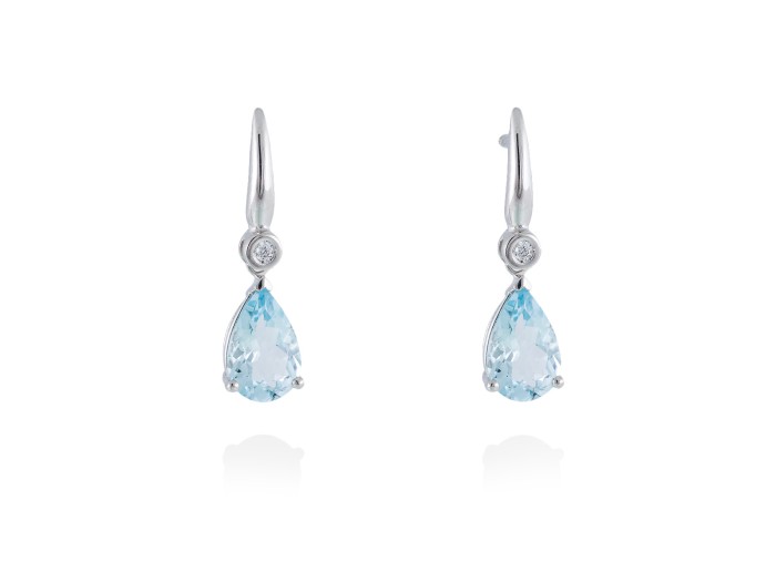 Pendientes aguamarina de Oro 18Kt y diamantes