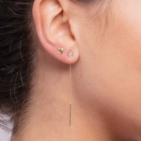 Pendientes largos con cadena de Oro 18Kt y diamantes