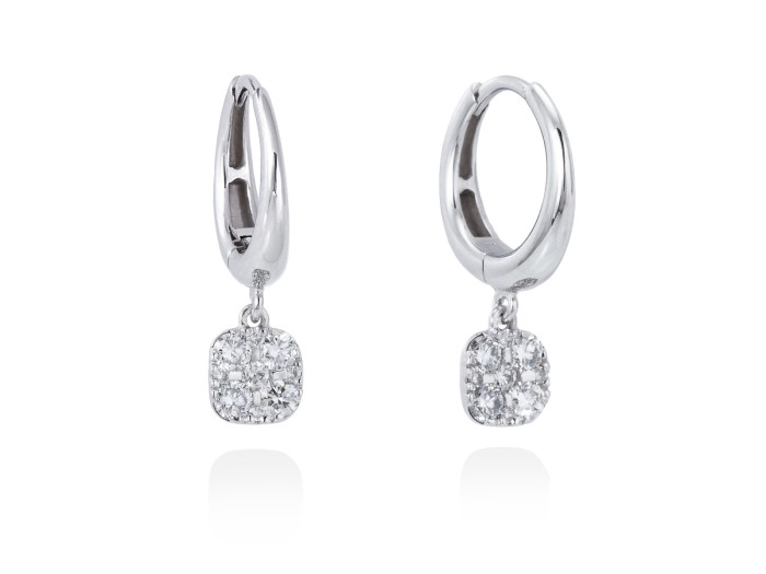 Pendientes criolla con pavé carré de Oro 18Kt y diamantes