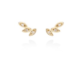 Pendientes   en Oro amarillo 18Kt y diamantes