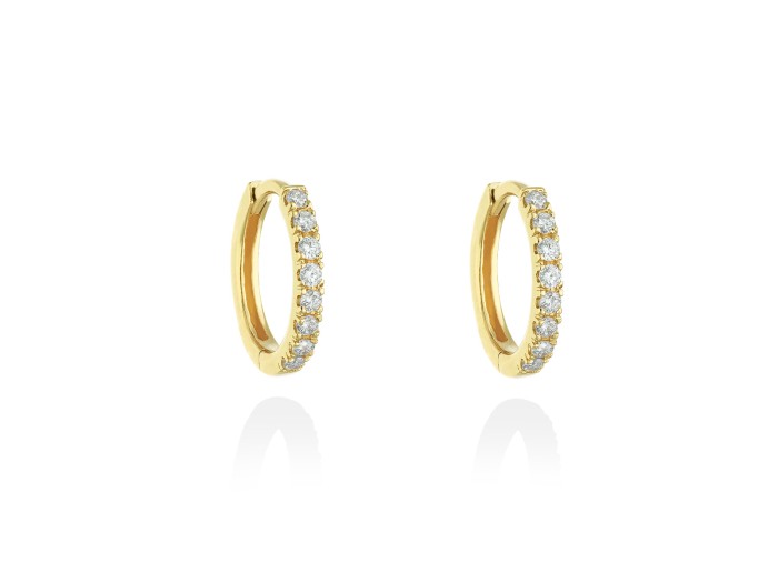 Pendientes   en Oro amarillo 18Kt y diamantes