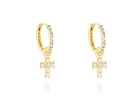 Pendientes   en Oro amarillo 18Kt y diamantes