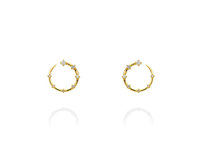 Pendientes   en Oro amarillo 18Kt y diamante