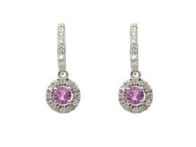 Pendientes   en Oro blanco 18Kt y diamantes