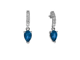 Pendientes talla pera con gema de color natural y Oro 18Kt