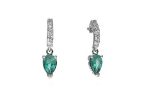 Pendientes talla pera con gema de color natural y Oro 18Kt