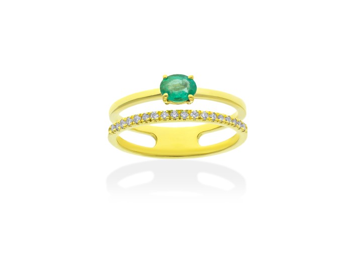 Anillo   en Oro amarillo 18Kt y diamantes