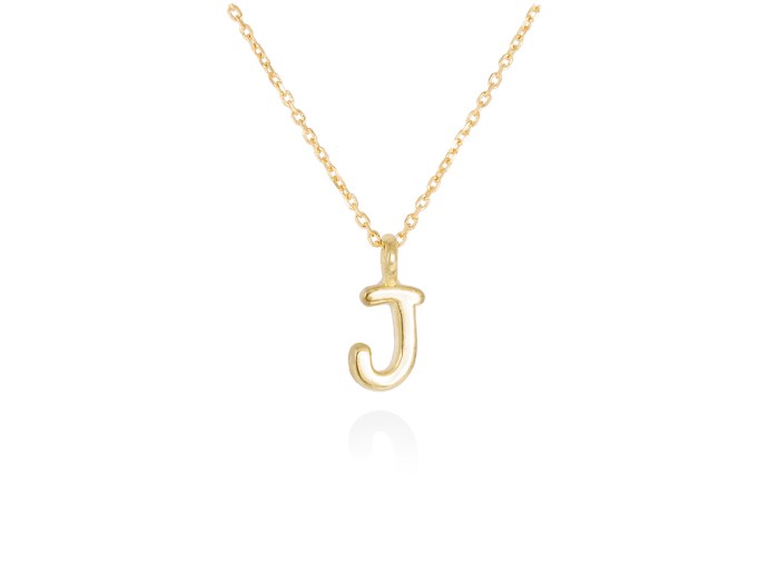 Colgante letra J en oro amarillo 18kt