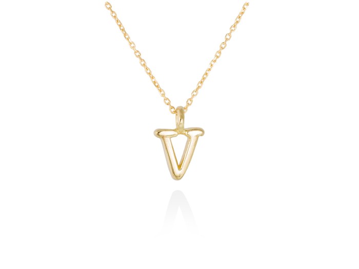 Colgante letra V en oro amarillo 18kt