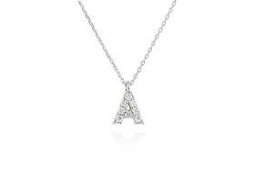 Colgante letra  A de diamantes en oro amarillo y blanco 18kt