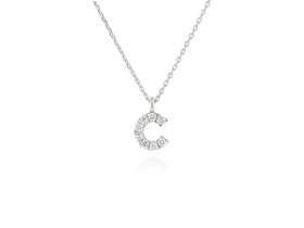 Colgante letra  C de diamantes en oro amarillo y blanco 18kt