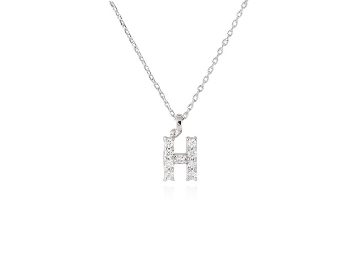 Colgante letra  H de diamantes en oro amarillo y blanco 18kt