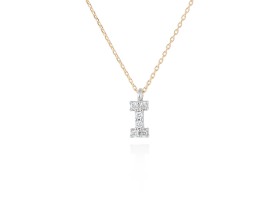 Colgante letra  I de diamantes en oro amarillo y blanco 18kt
