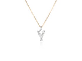 Colgante letra  Y de diamantes en oro amarillo y blanco 18kt
