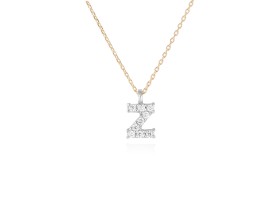 Colgante letra  Z de diamantes en oro amarillo y blanco 18kt