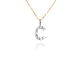 Gargantilla inicial C de diamantes en oro amarillo y blanco 18kt