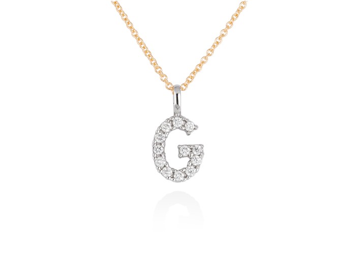 Gargantilla inicial G de diamantes en oro amarillo y blanco 18kt