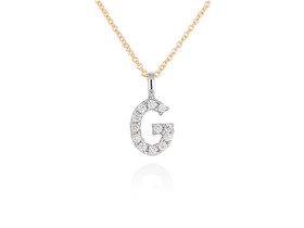 Gargantilla inicial G de diamantes en oro amarillo y blanco 18kt