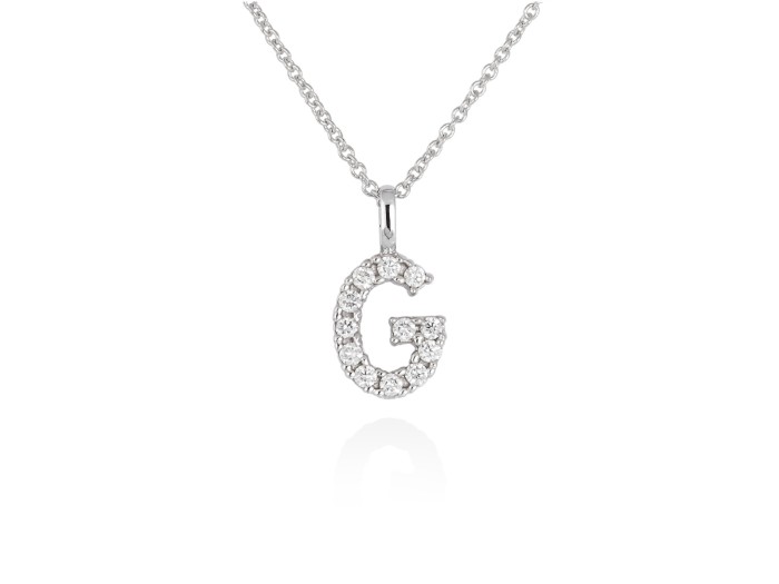 Gargantilla inicial G de diamantes en oro amarillo y blanco 18kt