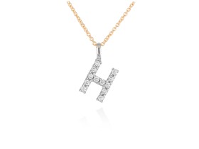 Gargantilla inicial H de diamantes en oro amarillo y blanco 18kt