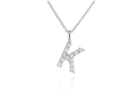 Gargantilla inicial K de diamantes en oro amarillo y blanco 18kt