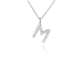 Gargantilla inicial M de diamantes en oro amarillo y blanco 18kt