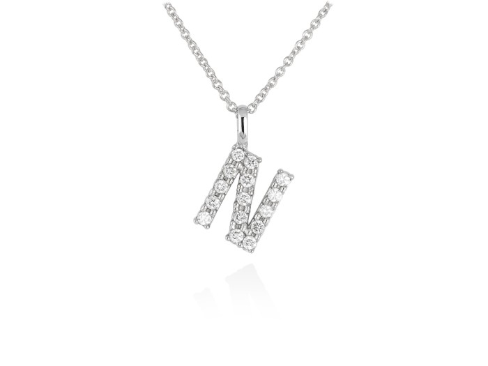 Gargantilla inicial N de diamantes en oro amarillo y blanco 18kt