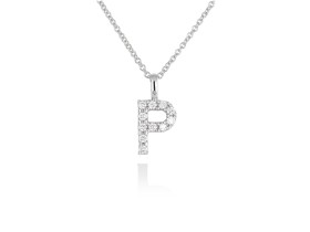 Gargantilla inicial P de diamantes en oro amarillo y blanco 18kt