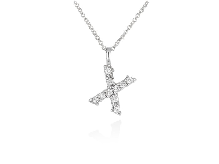 Gargantilla inicial X de diamantes en oro amarillo y blanco 18kt