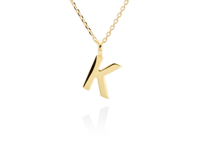 Colgante letra K en oro amarillo 18kt