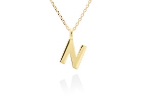 Colgante letra N en oro amarillo 18kt