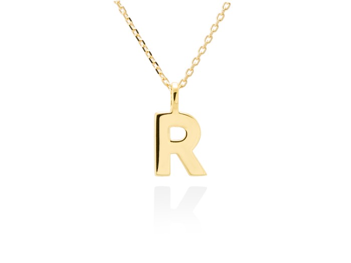 Colgante letra R en oro amarillo 18kt