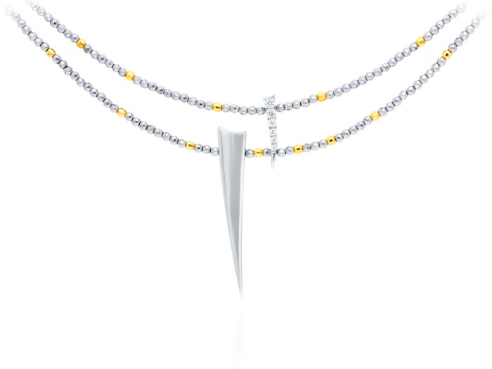 Necklace Spine  in golden silver