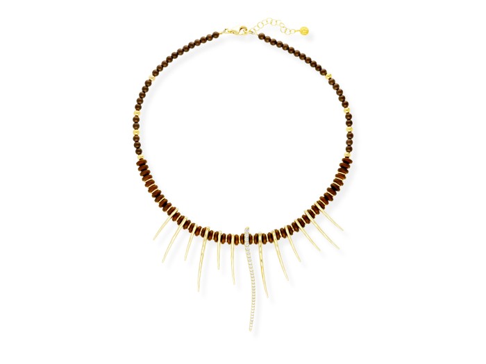 Choker de plata y hematites con circonitas blancas