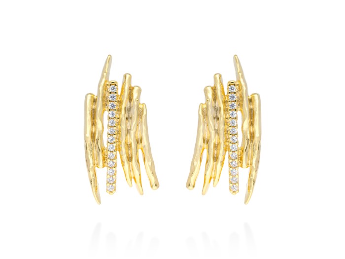 Earrings Line piedras  in golden silver