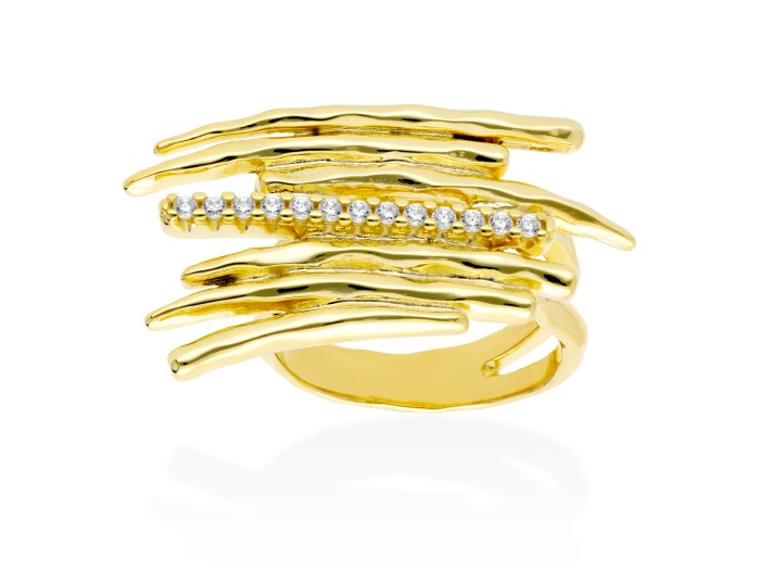 Ring Line piedras  in golden silver