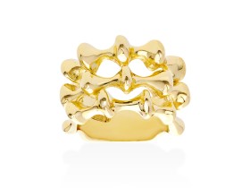 Ring Vertebral triple  in golden silver