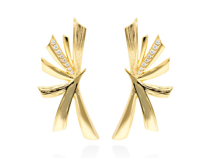 Pendientes de plata y circonita blanca trepador