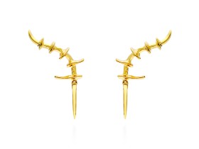Earrings Vertebral mini  in golden silver