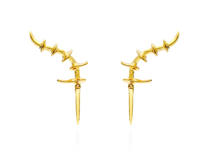 Earrings Vertebral mini  in golden silver