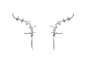 Earrings Vertebral mini  in golden silver